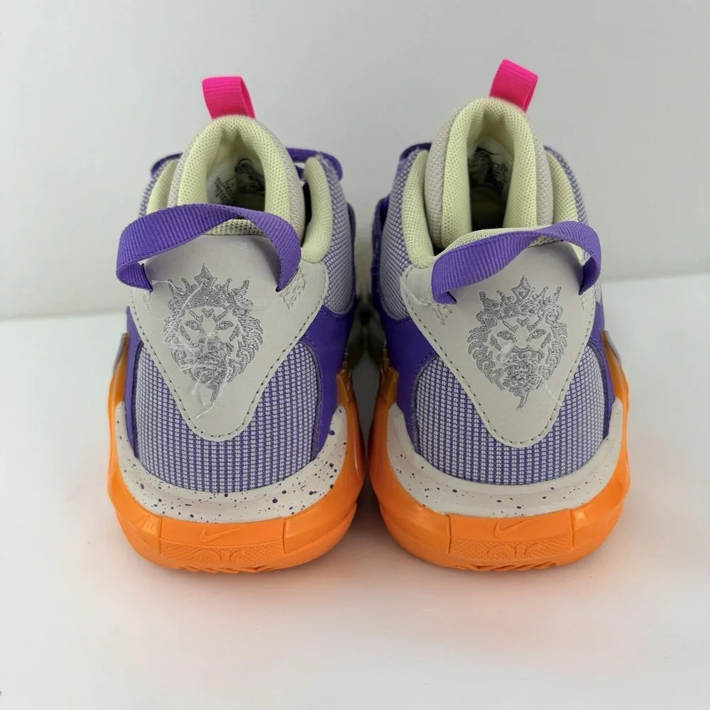 Nike LeBron Witness 7 GS Action Grape Vivid Orange Basketball Shoes 6Y